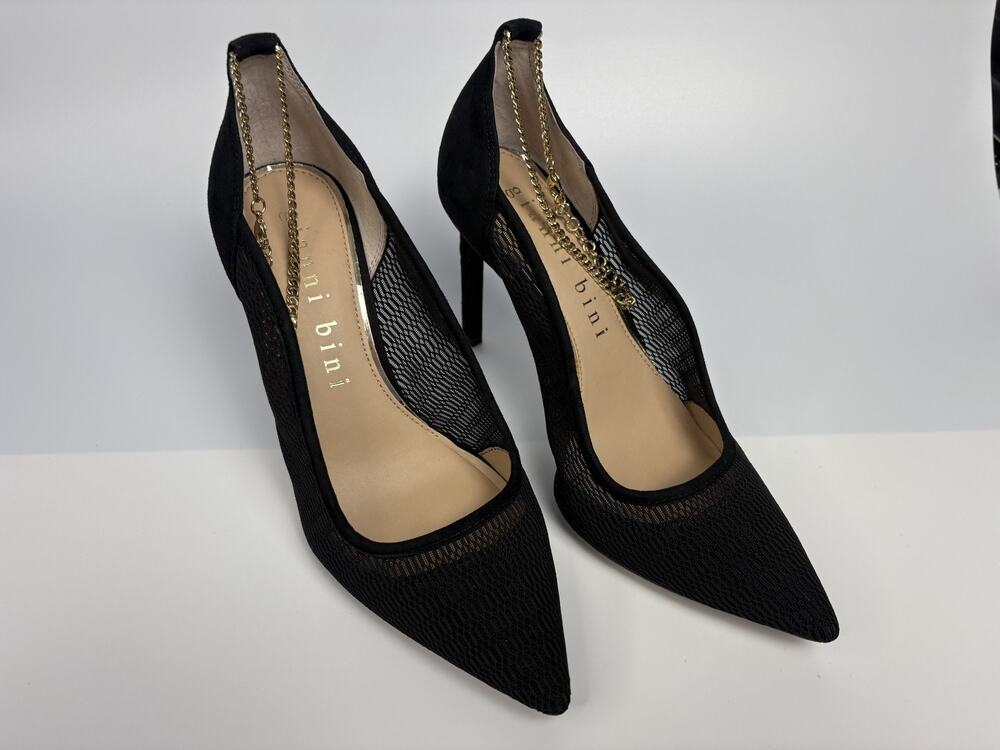 Gianni Bini Sisson Mesh Gold Ankle Chain Pumps Size 7M